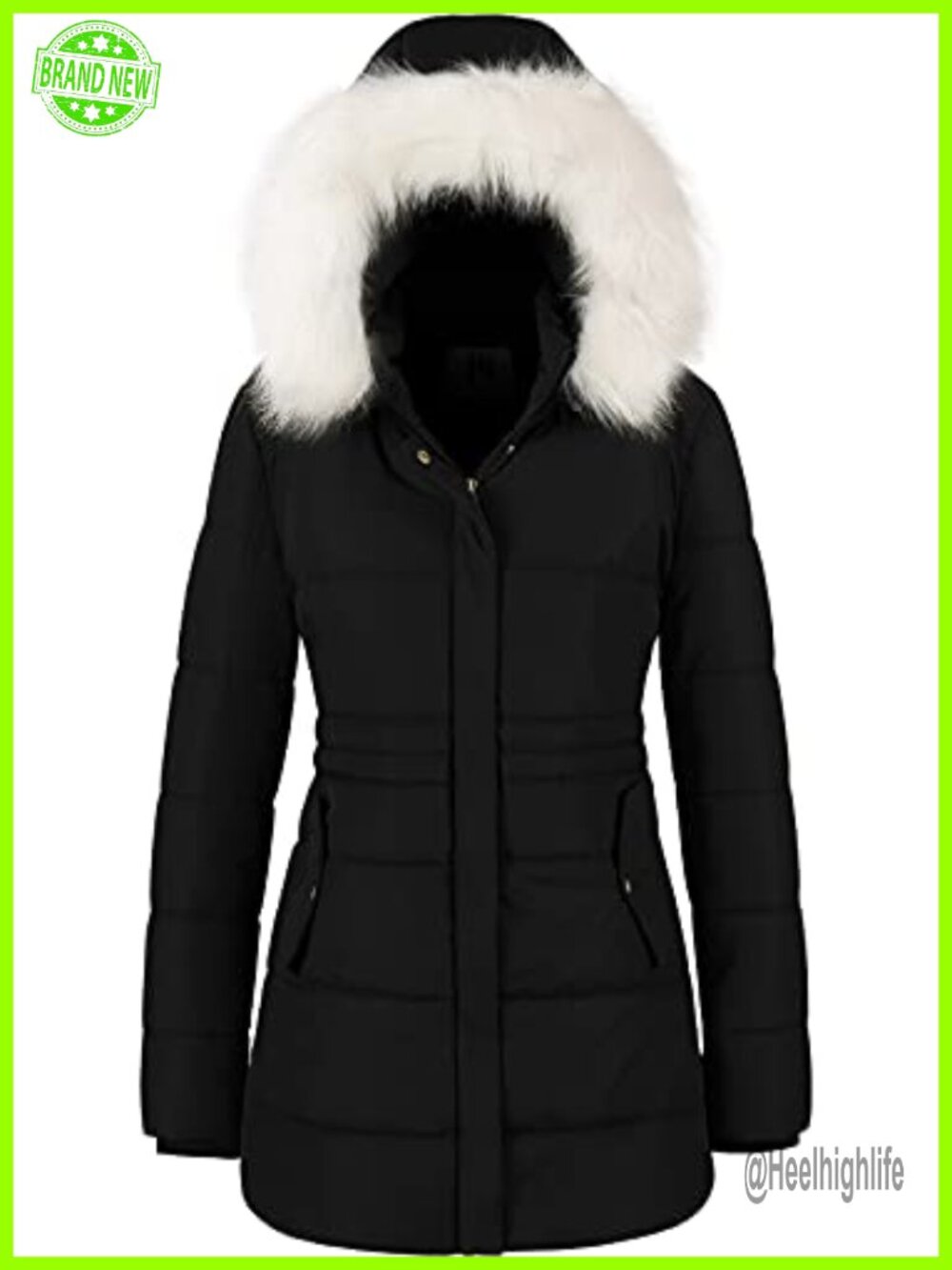 Women's Winter Puffer Coat Long Waterproof Snow Parka Faux Fur Hood